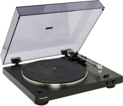 Pioneer volautomatische stereo platenspeler, PL-30-K, platenspeler, riemaandrijving, 33/45rpm, voorversterker, platenbord, geluidsarm en systeemdrager van gegoten aluminium, zwart