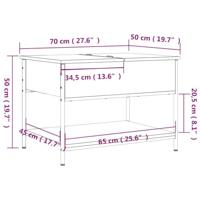 Salontafel 70x50x50 cm bewerkt hout en metaal zwart - thumbnail