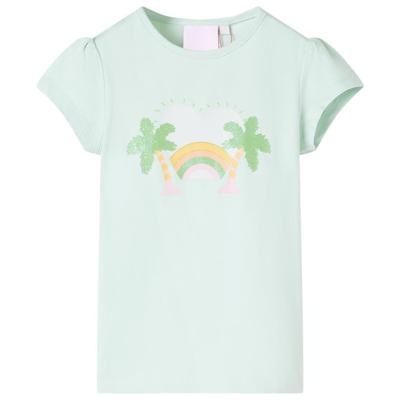 Kindershirt regenboog en palmbomen 140 lichtmintkleurig Kindershirt regenboog en palmbomen 140 lichtmintkleurig