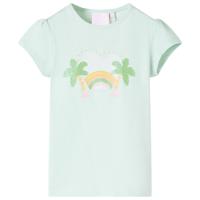 Kindershirt regenboog en palmbomen 140 lichtmintkleurig - thumbnail