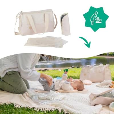 Badabulle Luiertas in Pocketstijl - Aankleedkussen, Geïsoleerde hoes, Etui, Inclusief kinderwagenbevestigingen, Crème
