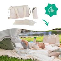 Badabulle Luiertas in Pocketstijl - Aankleedkussen, Geïsoleerde hoes, Etui, Inclusief kinderwagenbevestigingen, Crème - thumbnail
