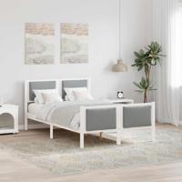 Bedframe met hoofdeinde Lichtgrijs 120 x 190 cm Stof - thumbnail