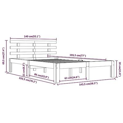 Bedframe massief hout wit 140x190 cm - thumbnail