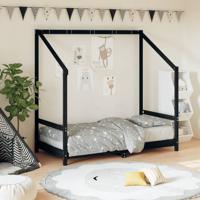 Kinderbedframe 80x160 cm massief grenenhout zwart - thumbnail