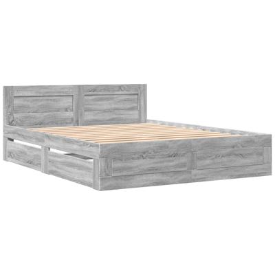 Bedframe met hoofdeinde bewerkt hout grijs sonoma 160x200 cm