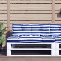 VidaXL Palletkussen 120x40x12 cm stof gestreept blauw en wit - thumbnail