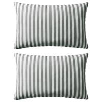 VidaXL Buitenkussens 60x40 cm gestreept grijs 2 st - thumbnail