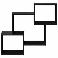 Wandkast 78x18x71 cm bewerkt hout zwart - thumbnail