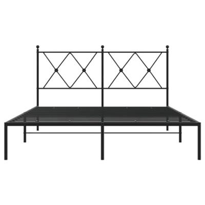 Bedframe met hoofdbord metaal zwart 140x200 cm - thumbnail