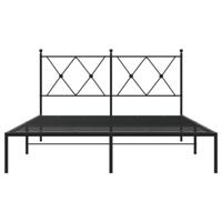 Bedframe met hoofdbord metaal zwart 140x200 cm - thumbnail