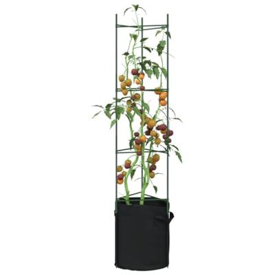 Tomatenkooien met plantenzak 8 st 154 cm staal en polypropeen Tomatenkooien met plantenzak 8 st 154 cm staal en polypropeen