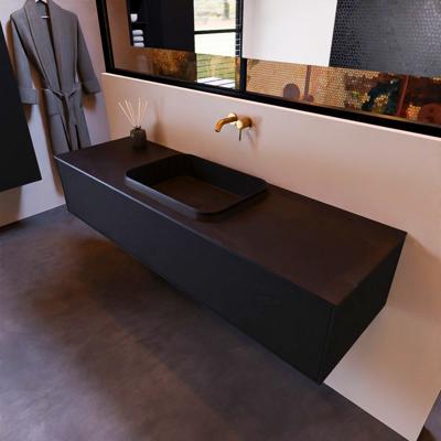 Badkamermeubelset Mondiaz Erin 150 cm met 1 Lade met RIDGE Wastafel Midden Urban Zonder Kraangaten Greeploos Mat Urban