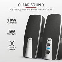 Trust MiLa 2.0 PC-luidsprekers Kabelgebonden 5 W Zwart, Zilver - thumbnail