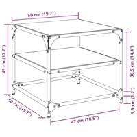 Salontafel met transparant glazen blad 50x50x45 cm staal - thumbnail