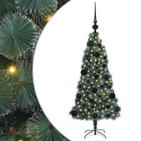 VidaXL Kunstmatige vorstverlichte kerstboom met bal set groen 120 cm - thumbnail