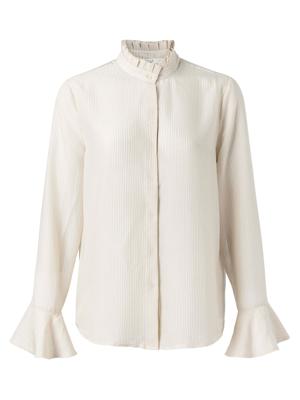 Blouse with ruffled neck pale peach dessin