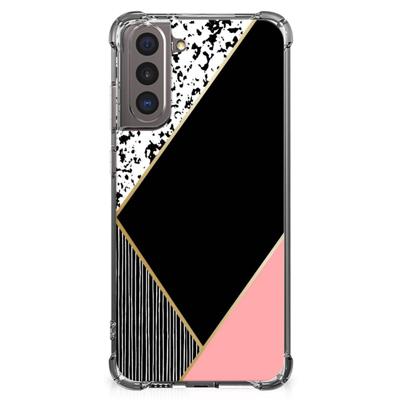 Samsung Galaxy S21 Shockproof Case Zwart Roze Vormen Samsung Galaxy S21 Shockproof Case Zwart Roze Vormen