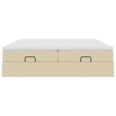 Ottoman bed met matrassen 180x200cm stof crèmekleurig