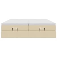 Ottoman bed met matrassen 180x200cm stof crèmekleurig - thumbnail