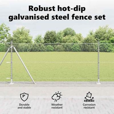 VidaXL Afrasteringspaal zilver 10 x 0,8 m (25 mm gaas) staal