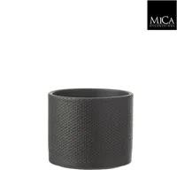 Mica Decorations era ronde pot donkergrijs relief maat in cm: 14,5 x 17,5 - thumbnail