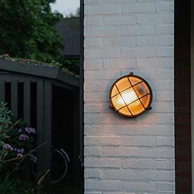 QAZQA Industriële ronde wandlamp zwart IP44 - Noutica