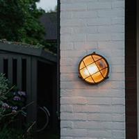 QAZQA Industriële ronde wandlamp zwart IP44 - Noutica - thumbnail