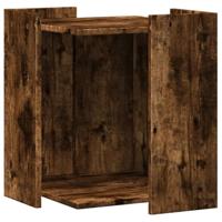 Kattenbakkast 42x42x51 cm bewerkt hout gerookt eikenkleurig - thumbnail