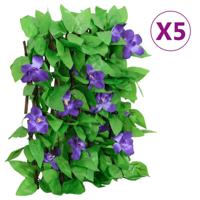 VidaXL Kunstplant klimop op latwerk 5 st uittrekbaar 180x20 cm groen - thumbnail