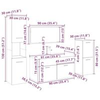 5-delige Badkamermeubelset bewerkt hout oud houtkleurig - thumbnail