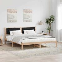 Bedframe met hoofdeinde Zwart 200 x 200 cm Massief grenenhout - thumbnail