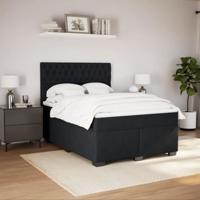 Boxspring met matras fluweel zwart 160x200 cm - thumbnail