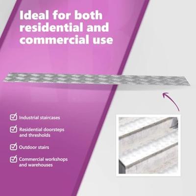 VidaXL Trap tread rechthoekig 4 pcs zilver 100 x 20 cm aluminium