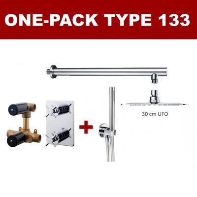 Thermostatische Inbouw Regendouche Set Wiesbaden Type 133 Wandarm Ufo 30 cm Rond incl. Inbouwdeel