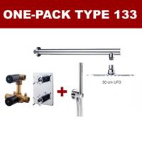 Thermostatische Inbouw Regendouche Set Wiesbaden Type 133 Wandarm Ufo 30 cm Rond incl. Inbouwdeel - thumbnail