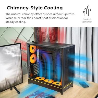 MONTECH Midi-tower Behuizing, Gaming-behuizing, PC-behuizing Wit