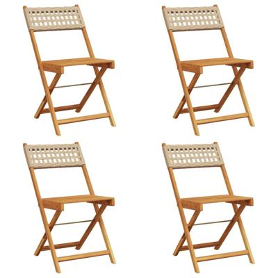 Tuinstoelen 6 st inklapbaar poly rattan en massief hout beige
