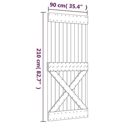 Schuifdeur met beslag 90x210 cm massief grenenhout