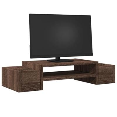 Monitorstandaard met opbergruimte 70x27x15 cm hout bruin eiken Monitorstandaard met opbergruimte 70x27x15 cm hout bruin eiken