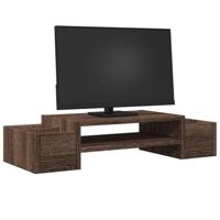 Monitorstandaard met opbergruimte 70x27x15 cm hout bruin eiken - thumbnail