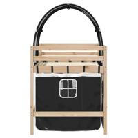 Kinderhoogslaper met tunnel 90x190 cm grenenhout wit en zwart - thumbnail