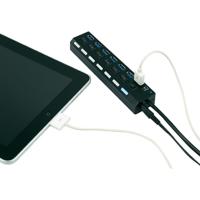 USB 3.2 Gen 1-hub 7 poorten Individueel schakelbaar, Met status-LEDs, Met iPad-laadpoort Zwart - thumbnail