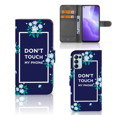 OPPO Find X3 Lite Portemonnee Hoesje Flowers Blue DTMP | Portemonnee hoesje OPPO Find X3 Lite Portemonnee Hoesje Flowers Blue DTMP | Portemonnee hoesje