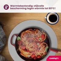 Cookinglife 6 Placemats + 6 Onderzetters - Dubbelzijdig - Rond - Vegan leer - Blauw / Grijs - thumbnail