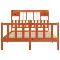 Bed met boekenkast zonder matras grenenhout wasbruin 140x200 cm - thumbnail