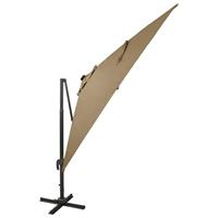 VidaXL Zweefparasol met paal en led-verlichting 300 cm taupe - thumbnail