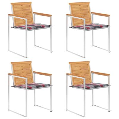 Tuinstoelen 4 st met kussens massief teakhout