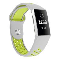 Tweekleurige ronde gat siliconen polsband horloge band voor Fitbit charge 3 polsband grootte: 130-195mm (grijs groen) - thumbnail