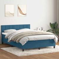 Boxspring met matras fluweel donkerblauw 160x210 cm - thumbnail